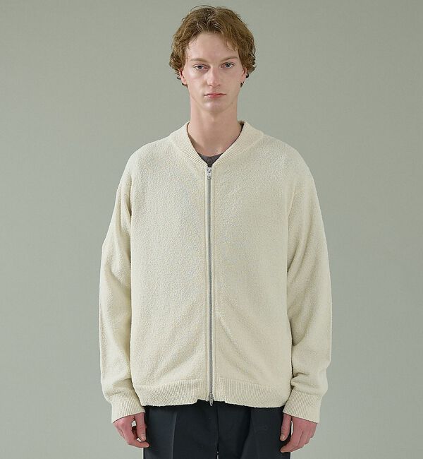 ABAHOUSE「コットンブークレー ダブルZIP ニットブルゾン / クルーカーディガン【予約】」|ブルゾン・スタジャン|