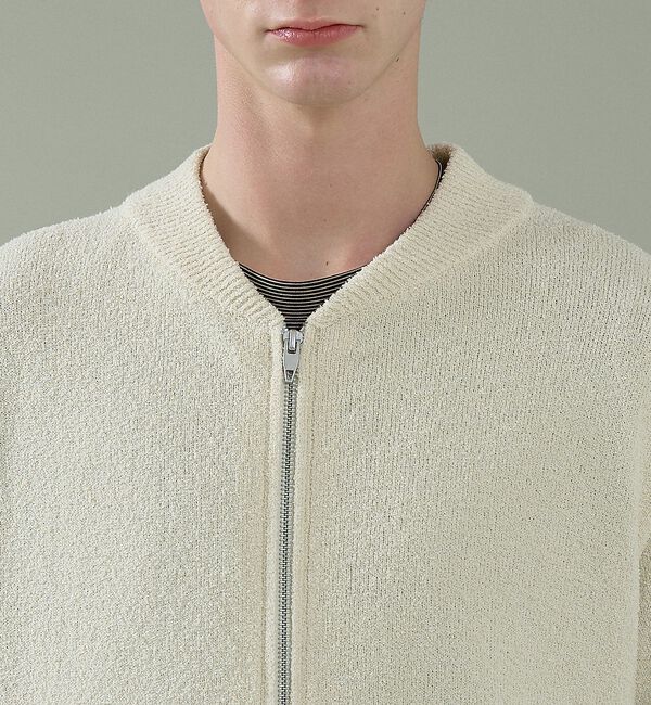 ABAHOUSE「コットンブークレー ダブルZIP ニットブルゾン / クルーカーディガン【予約】」|ブルゾン・スタジャン|