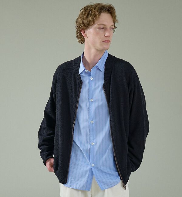 ABAHOUSE「コットンブークレー ダブルZIP ニットブルゾン / クルーカーディガン【予約】」|ブルゾン・スタジャン|