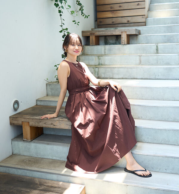 Rouge vif「【一部店舗限定】コットンローンノースリーブリボンワンピース」|ワンピース|