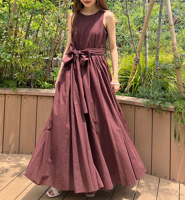 Rouge vif「【一部店舗限定】コットンローンノースリーブリボンワンピース」|ワンピース|