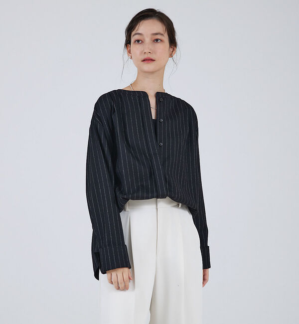 qualite「【セットアップ対応】ウールサキソニーWカフスシャツ」|シャツ・ブラウス|