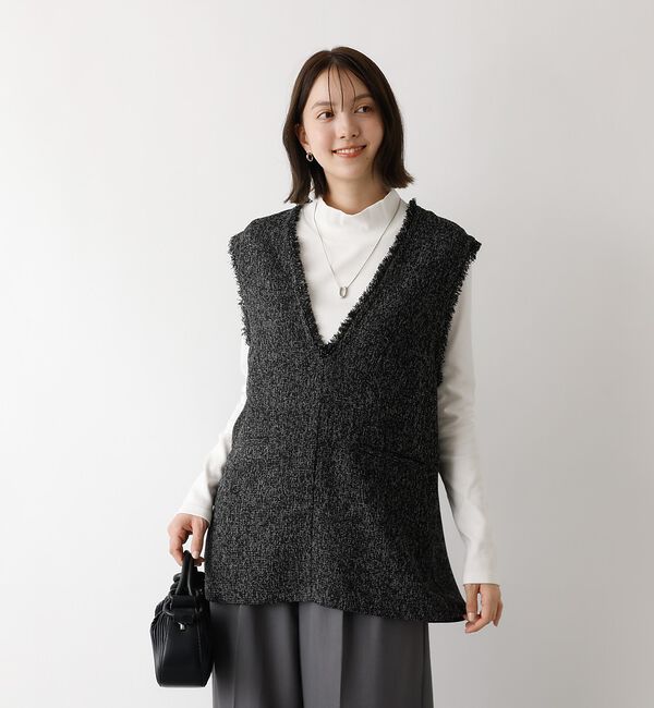 abahouse mavie「ツイードフリンジベスト【予約】」|ベスト・ジレ|
