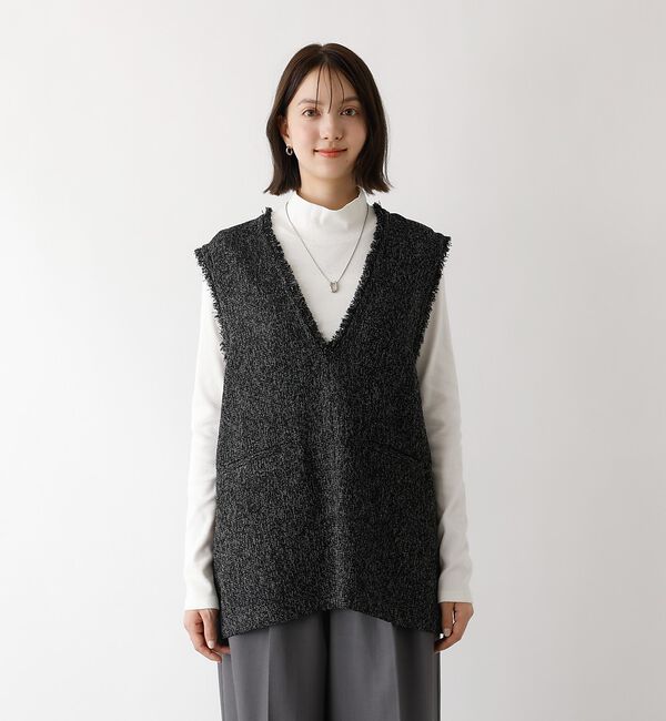 abahouse mavie「ツイードフリンジベスト【予約】」|ベスト・ジレ|