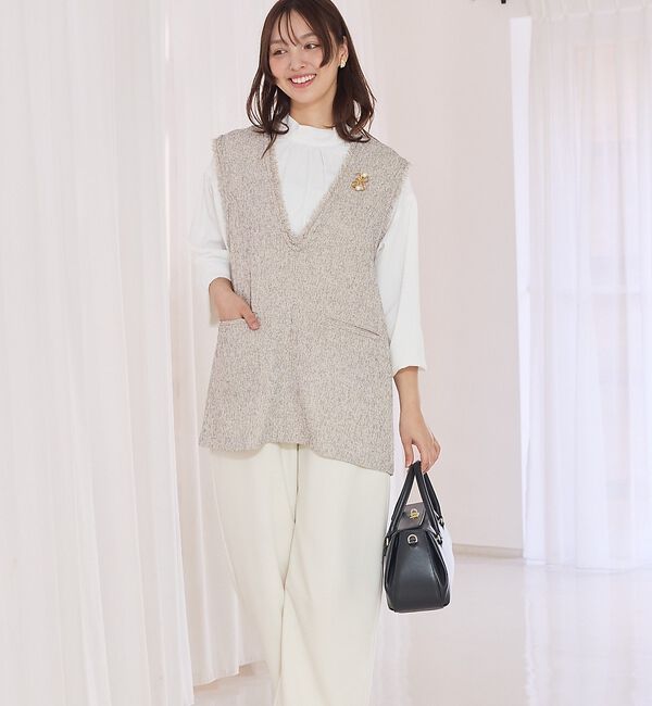 abahouse mavie「ツイードフリンジベスト【予約】」|ベスト・ジレ|