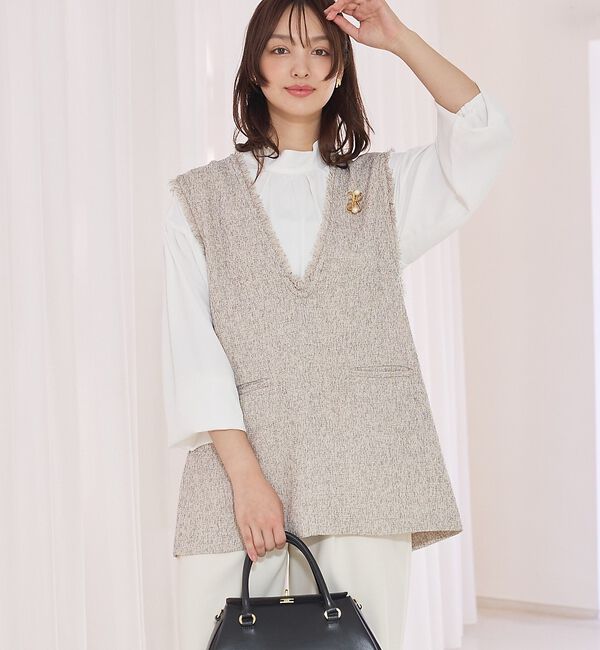 abahouse mavie「ツイードフリンジベスト【予約】」|ベスト・ジレ|