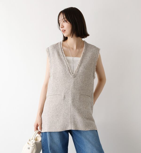 abahouse mavie「ツイードフリンジベスト【予約】」|ベスト・ジレ|