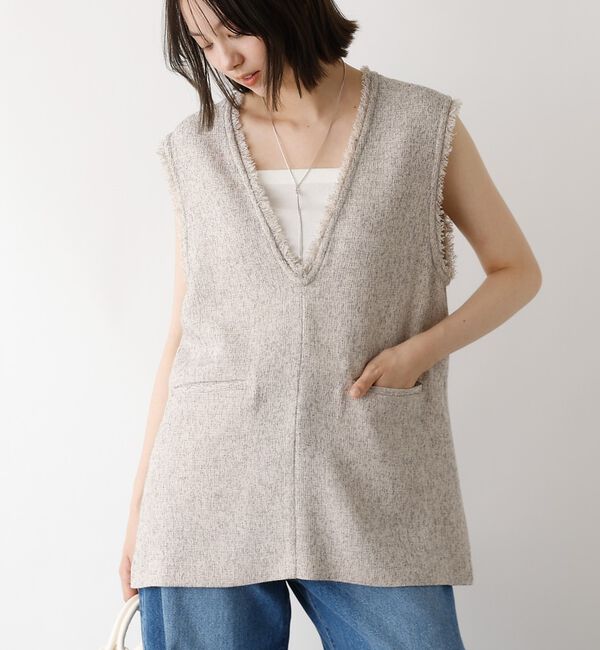 abahouse mavie「ツイードフリンジベスト【予約】」|ベスト・ジレ|