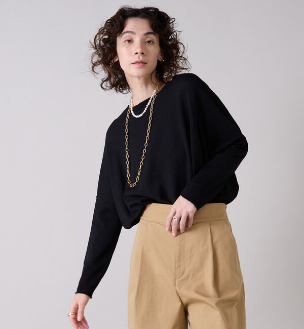 Liesse「ワイドニットプルオーバー」|ニット・セーター|ブラック