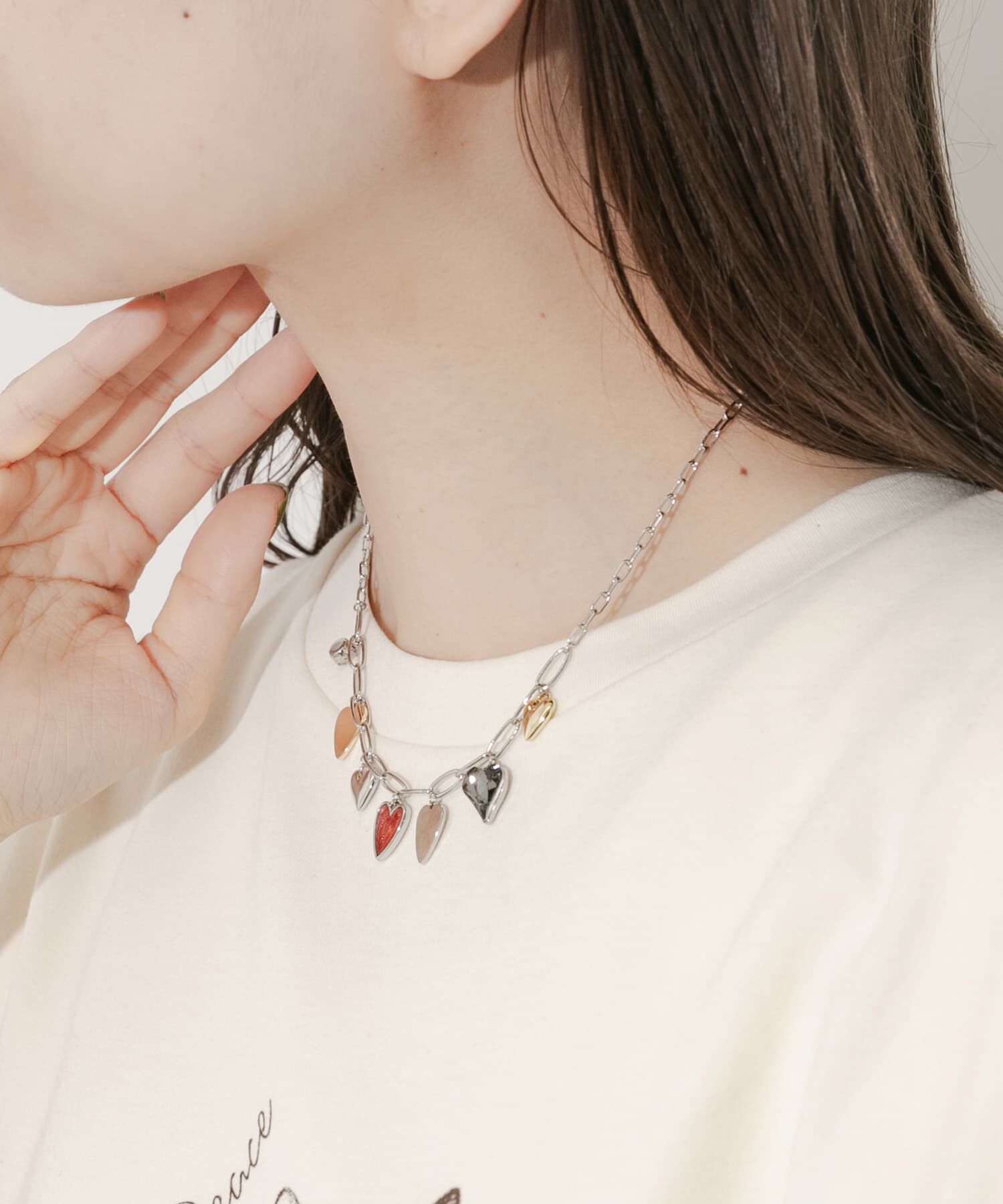 SMELLY「メタルハートチャームネックレス」|ネックレス|