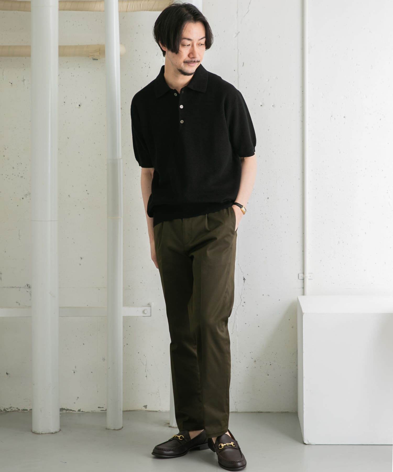 URBAN RESEARCH ROSSO「『WEB限定』変形カノコ半袖ニットポロ」|ポロシャツ|