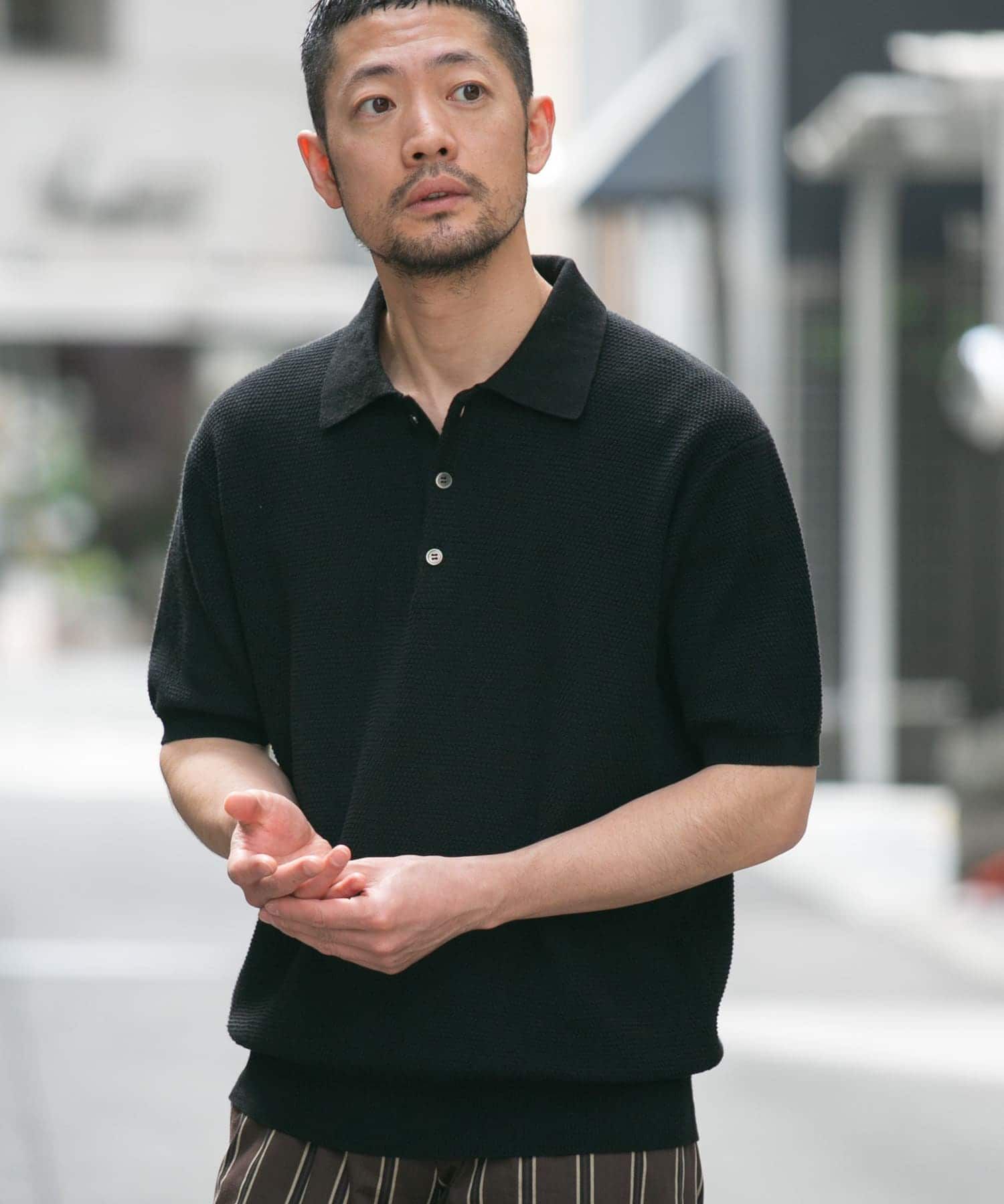 URBAN RESEARCH ROSSO「『WEB限定』変形カノコ半袖ニットポロ」|ポロシャツ|