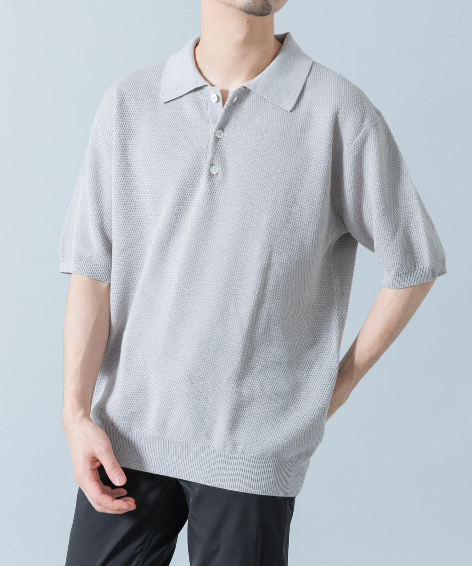 URBAN RESEARCH ROSSO「『WEB限定』変形カノコ半袖ニットポロ」|ポロシャツ|