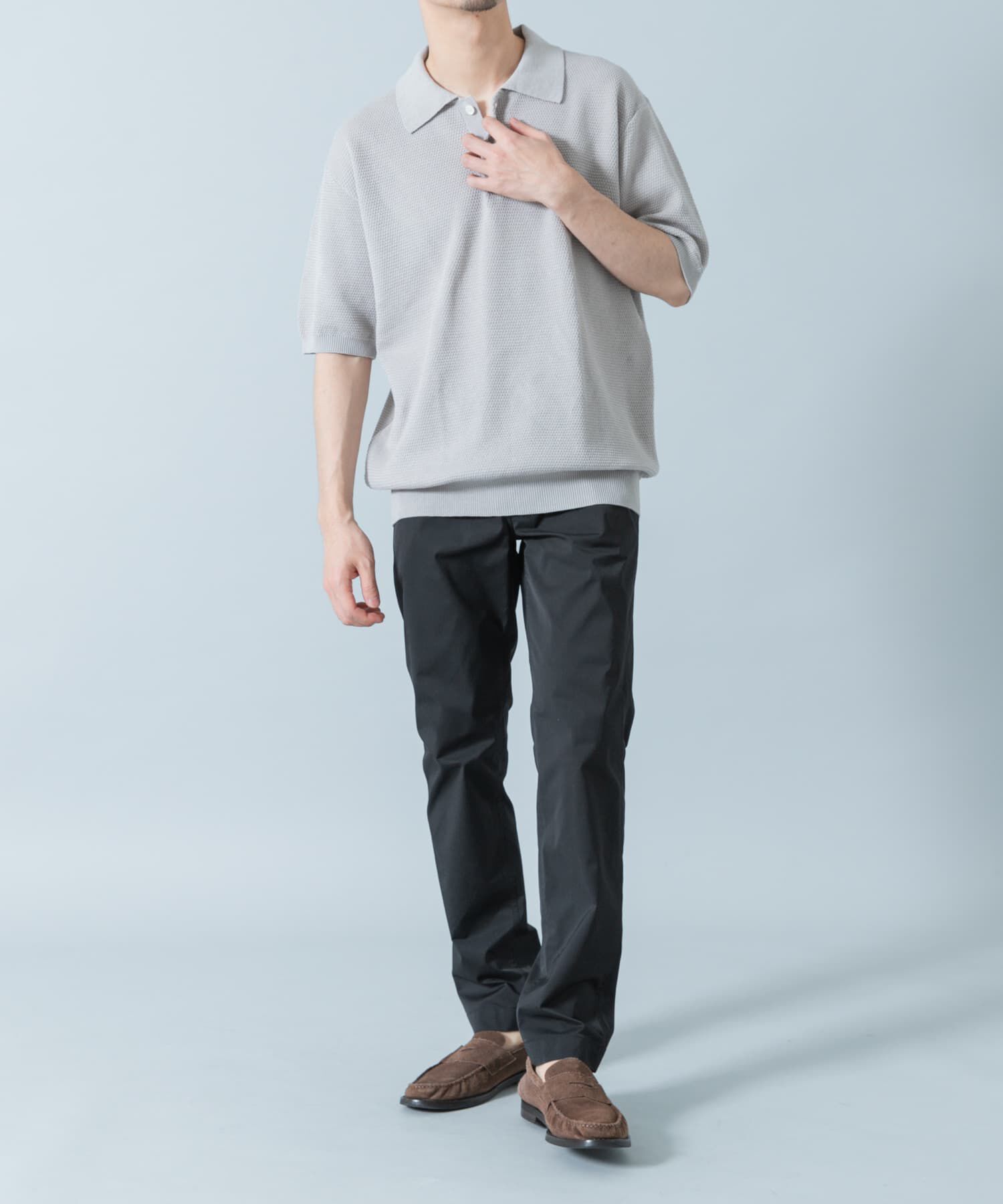 URBAN RESEARCH ROSSO「『WEB限定』変形カノコ半袖ニットポロ」|ポロシャツ|