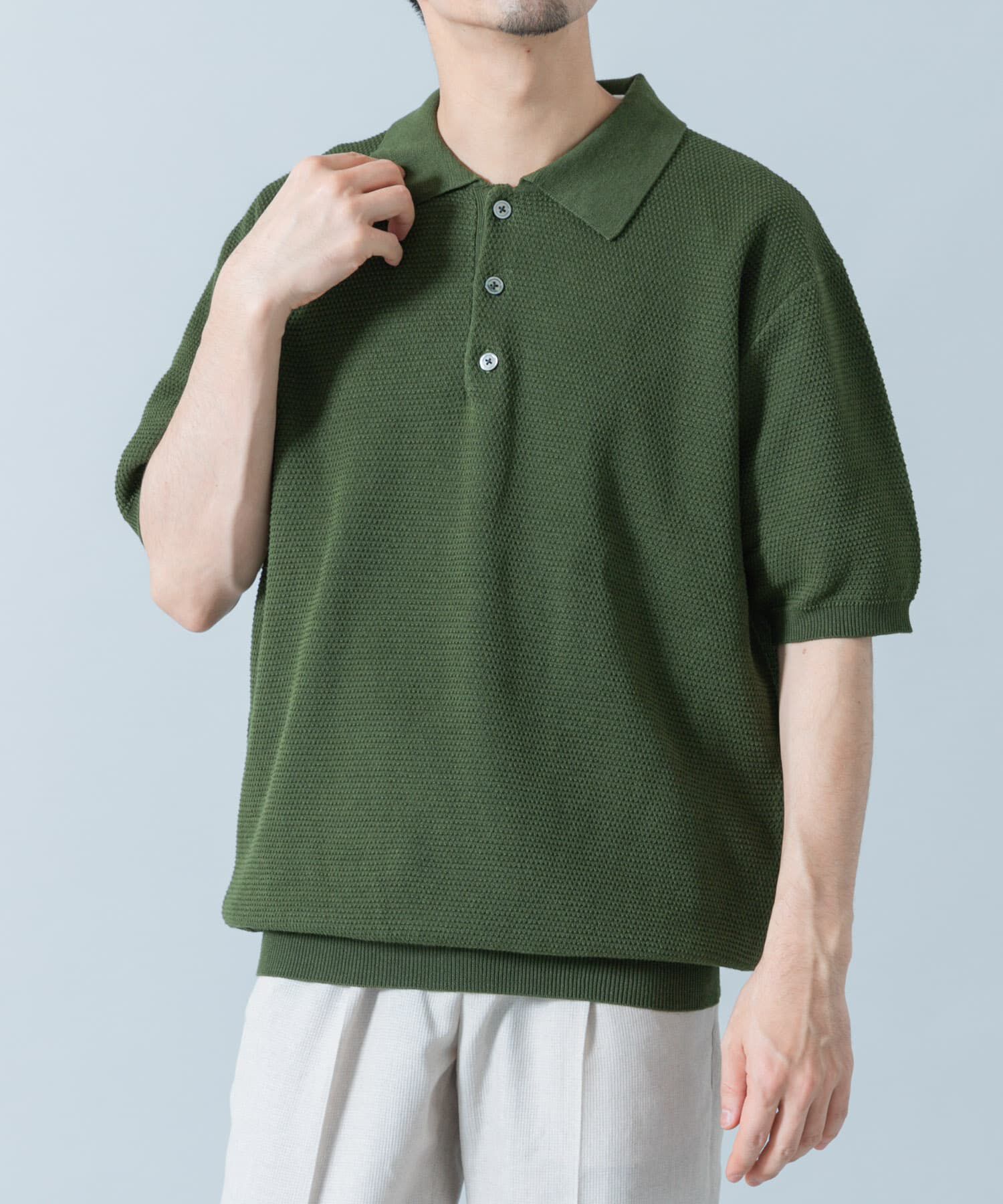 URBAN RESEARCH ROSSO「『WEB限定』変形カノコ半袖ニットポロ」|ポロシャツ|