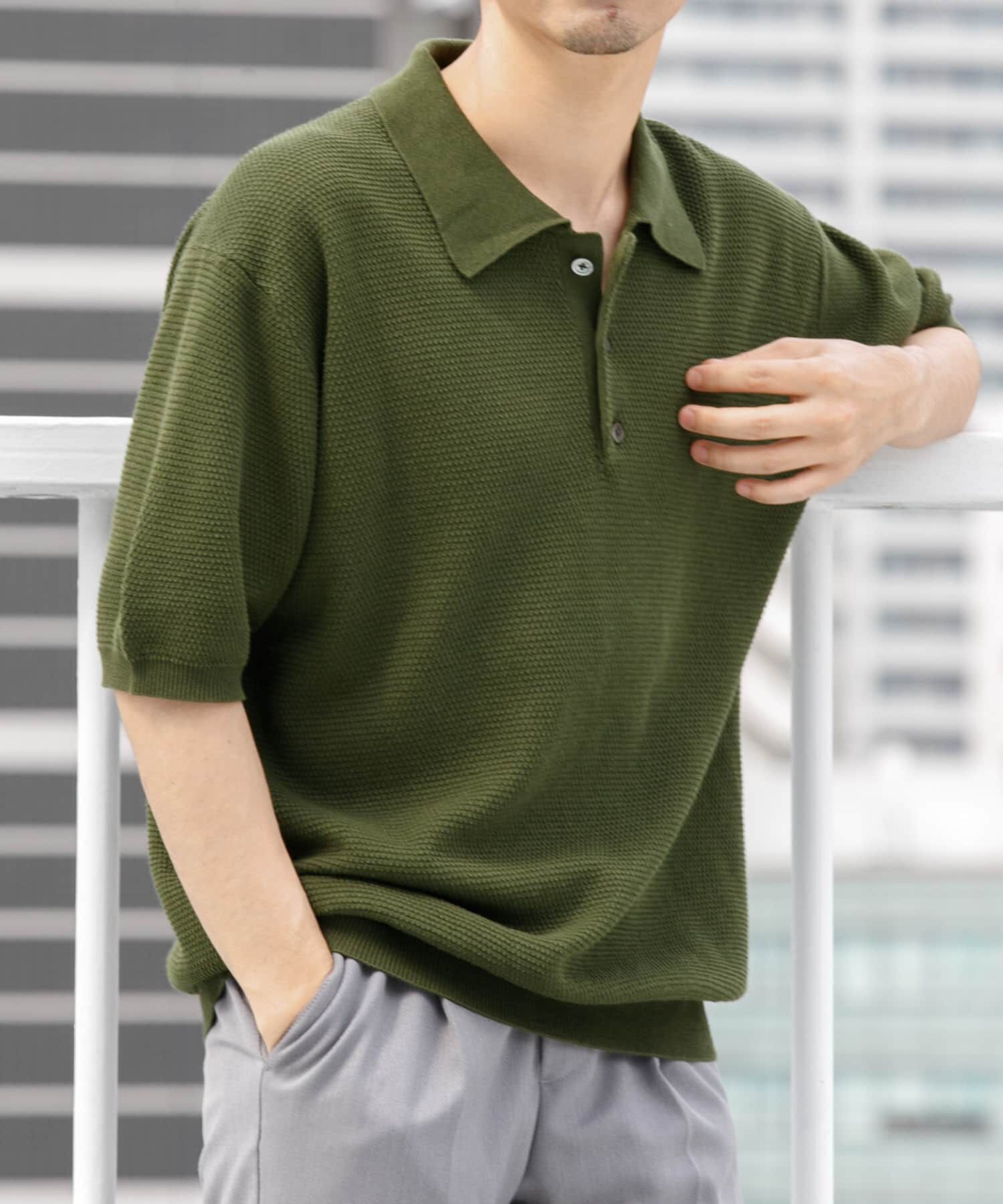 URBAN RESEARCH ROSSO「『WEB限定』変形カノコ半袖ニットポロ」|ポロシャツ|