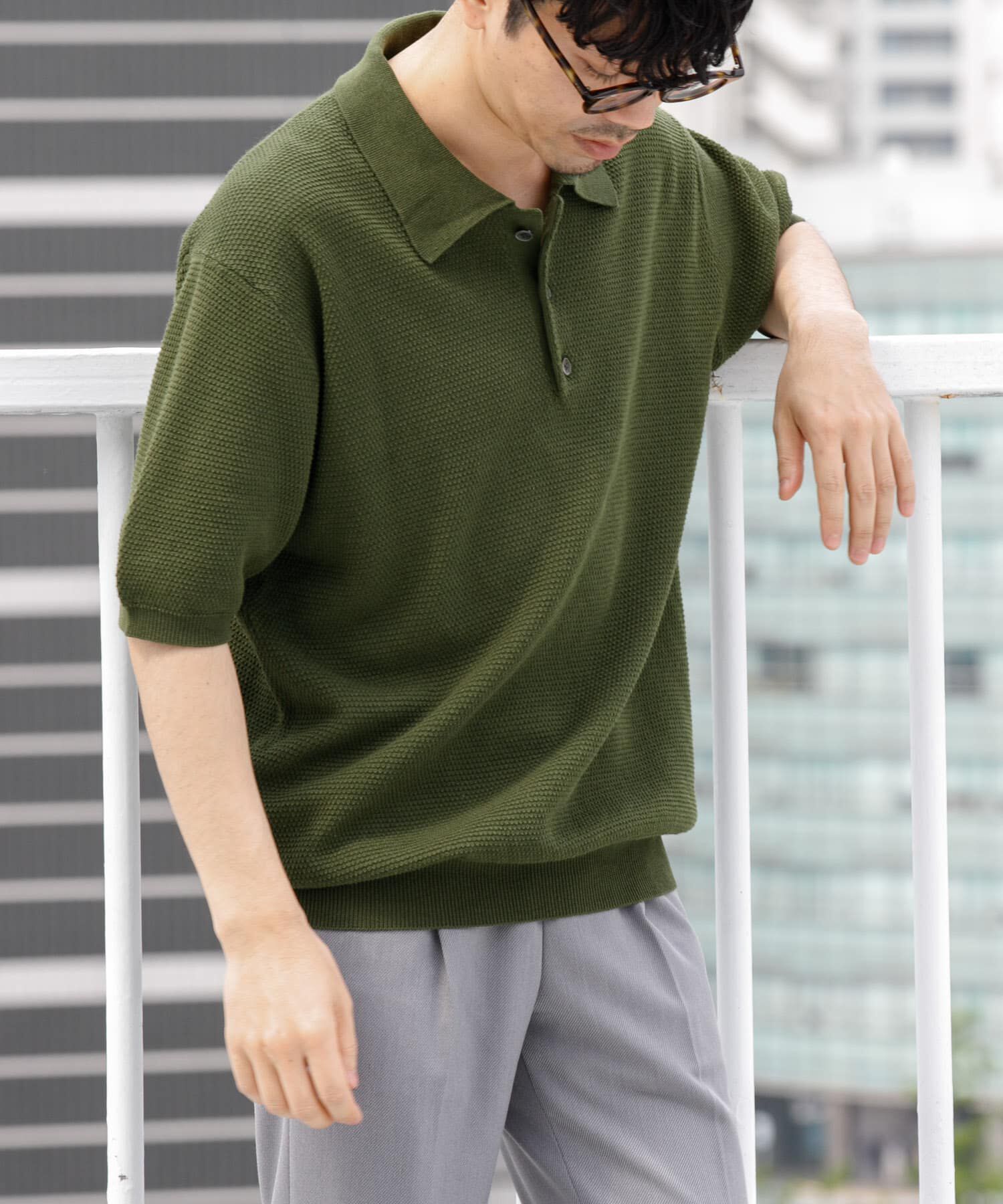 URBAN RESEARCH ROSSO「『WEB限定』変形カノコ半袖ニットポロ」|ポロシャツ|