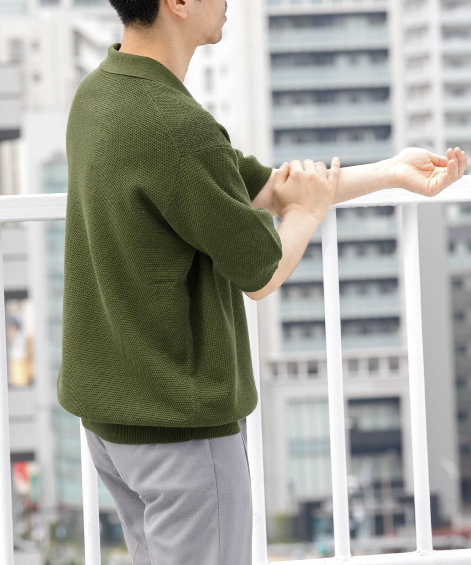 URBAN RESEARCH ROSSO「『WEB限定』変形カノコ半袖ニットポロ」|ポロシャツ|