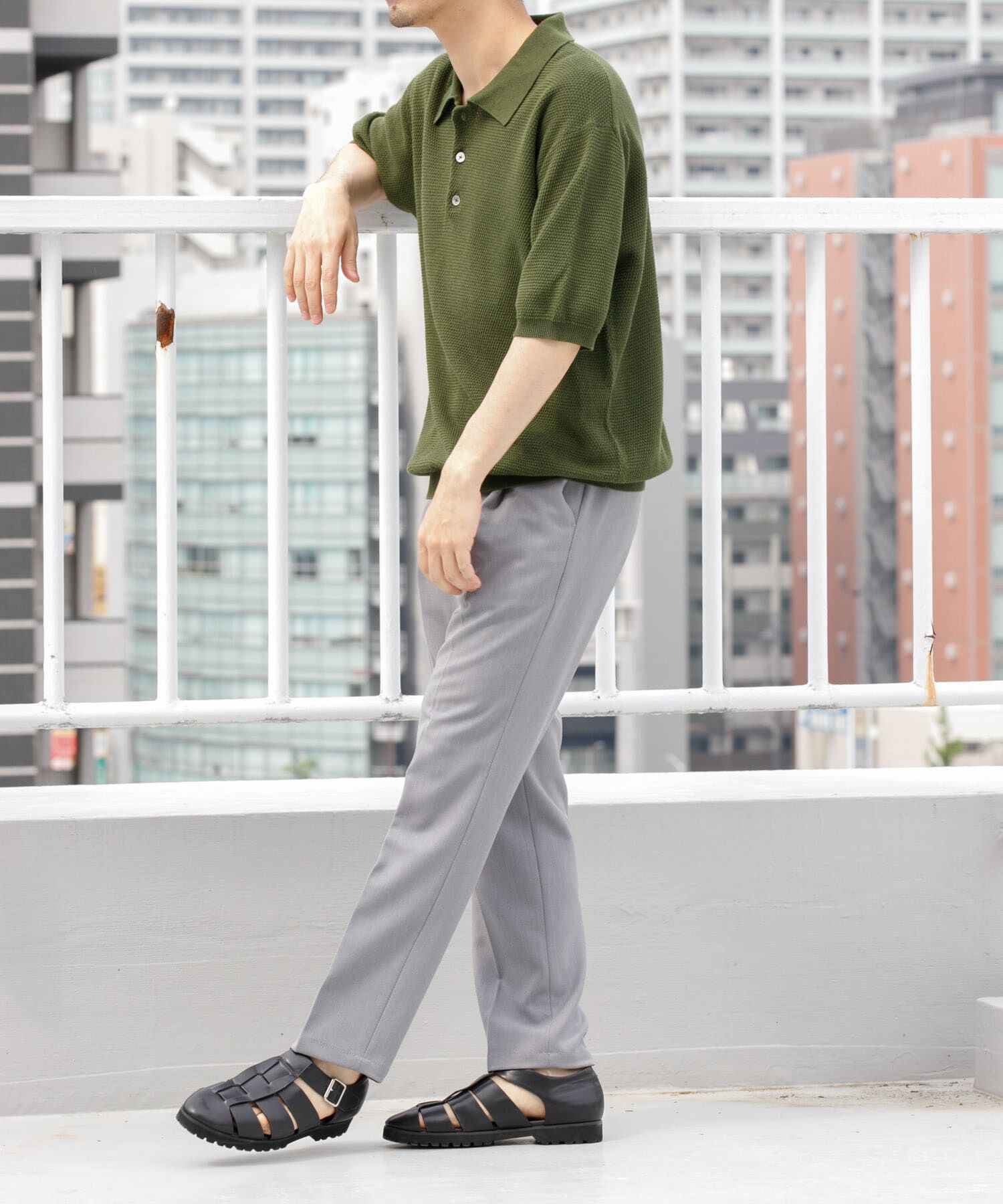 URBAN RESEARCH ROSSO「『WEB限定』変形カノコ半袖ニットポロ」|ポロシャツ|