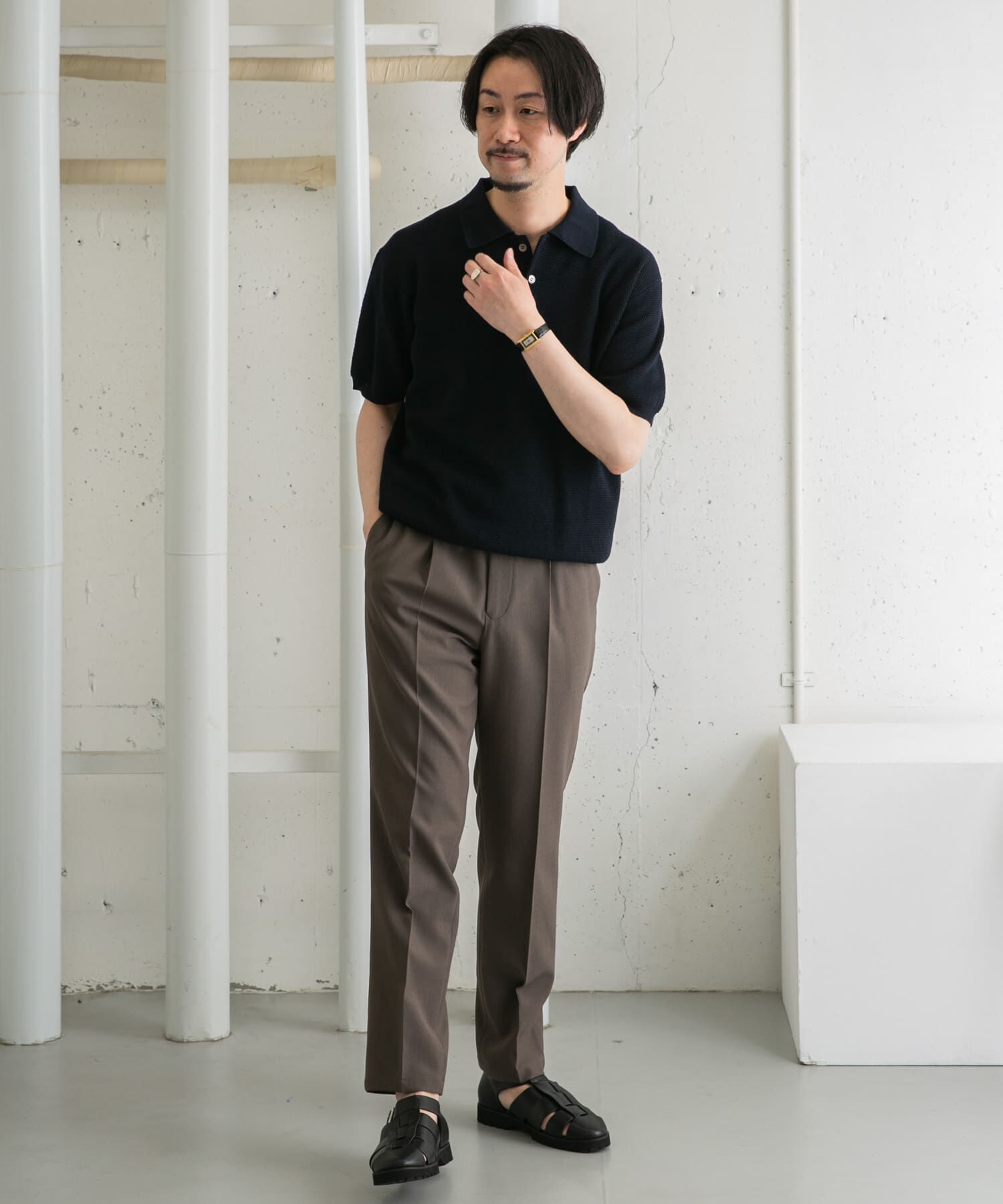 URBAN RESEARCH ROSSO「『WEB限定』変形カノコ半袖ニットポロ」|ポロシャツ|