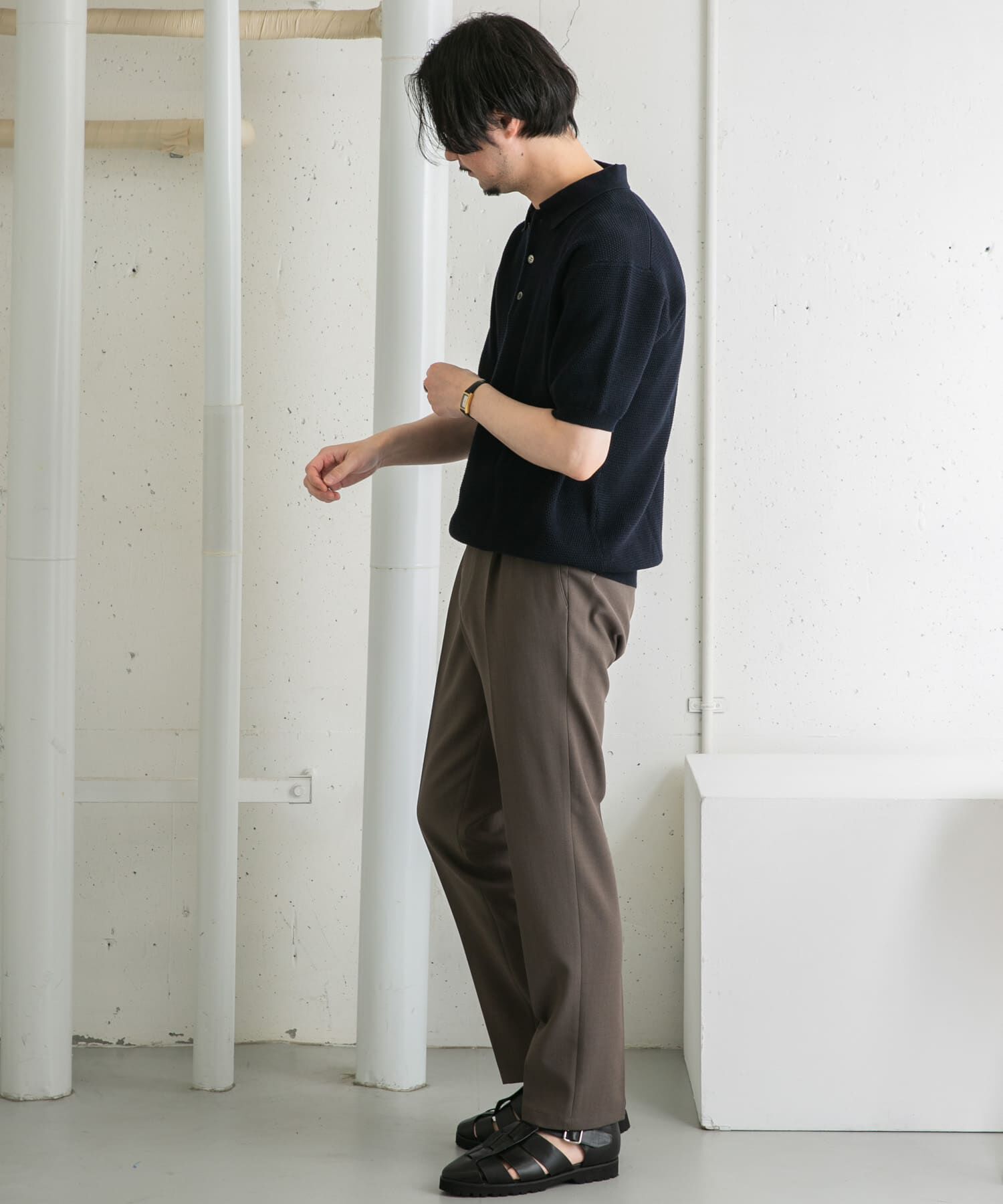 URBAN RESEARCH ROSSO「『WEB限定』変形カノコ半袖ニットポロ」|ポロシャツ|