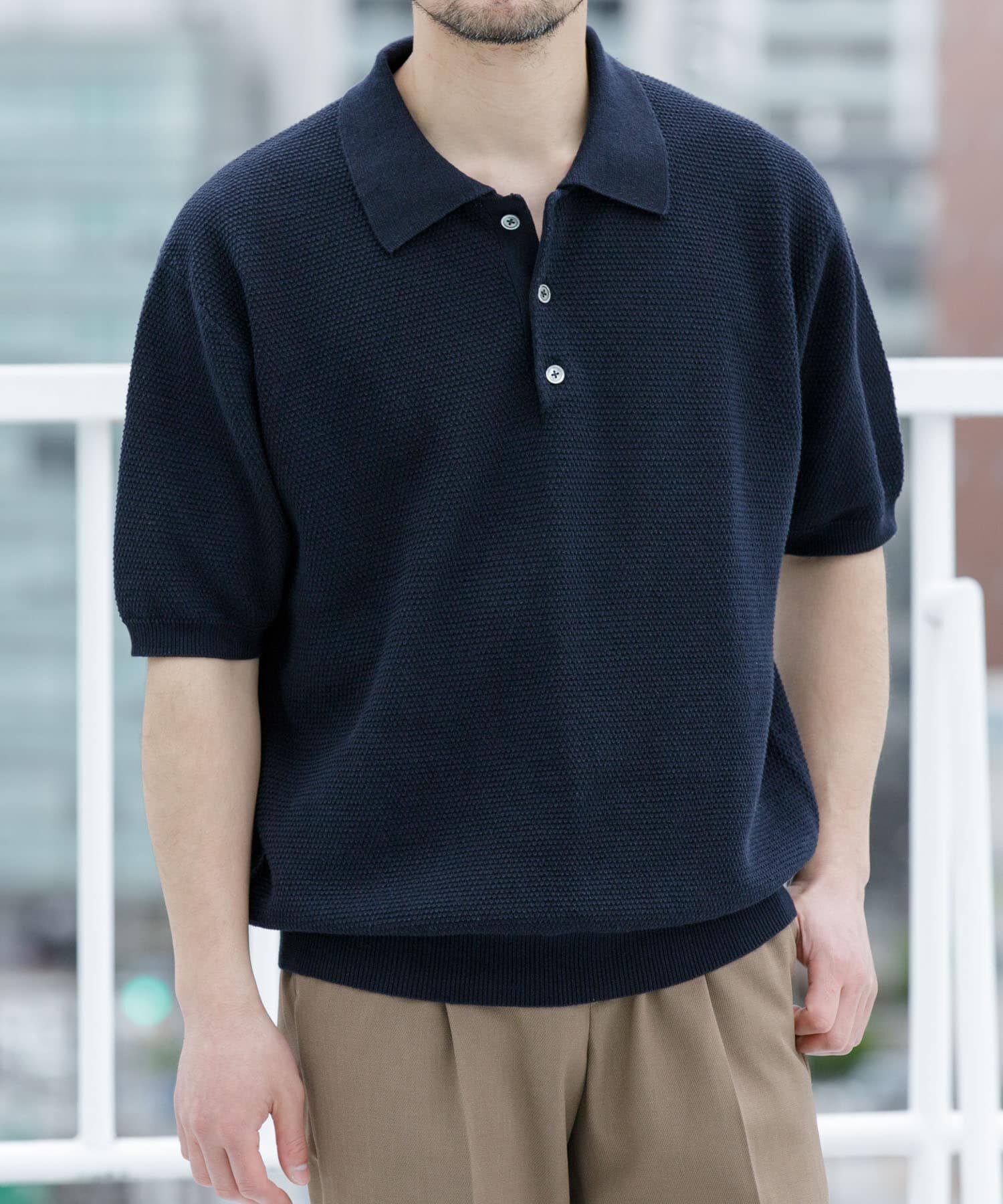 URBAN RESEARCH ROSSO「『WEB限定』変形カノコ半袖ニットポロ」|ポロシャツ|