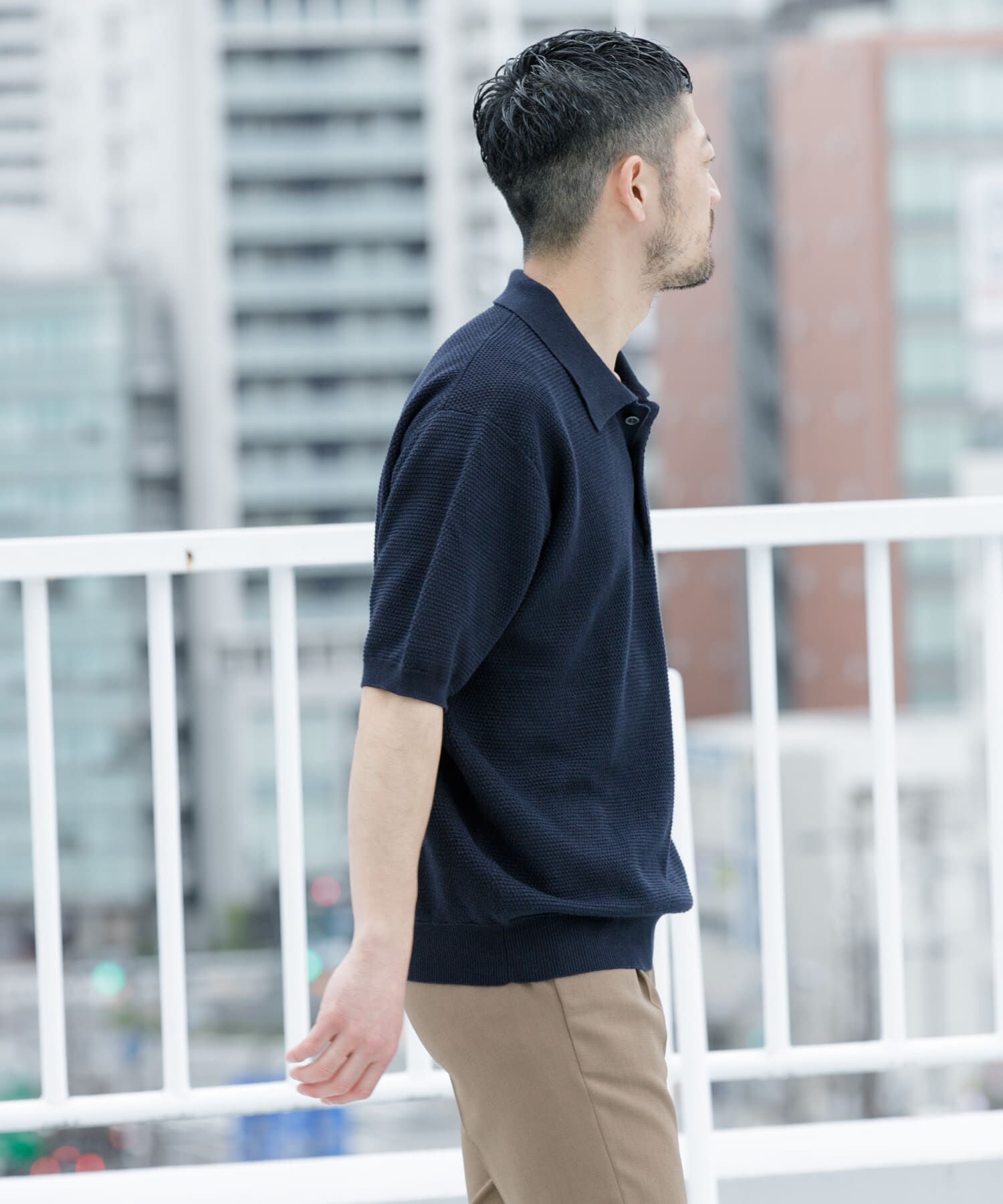 URBAN RESEARCH ROSSO「『WEB限定』変形カノコ半袖ニットポロ」|ポロシャツ|