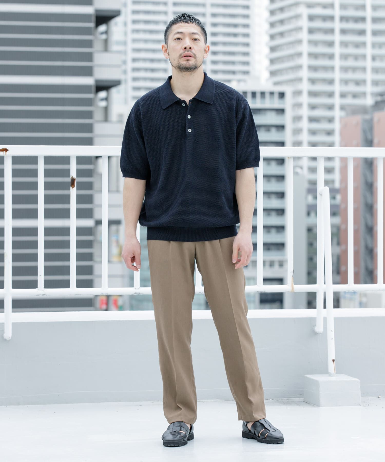 URBAN RESEARCH ROSSO「『WEB限定』変形カノコ半袖ニットポロ」|ポロシャツ|