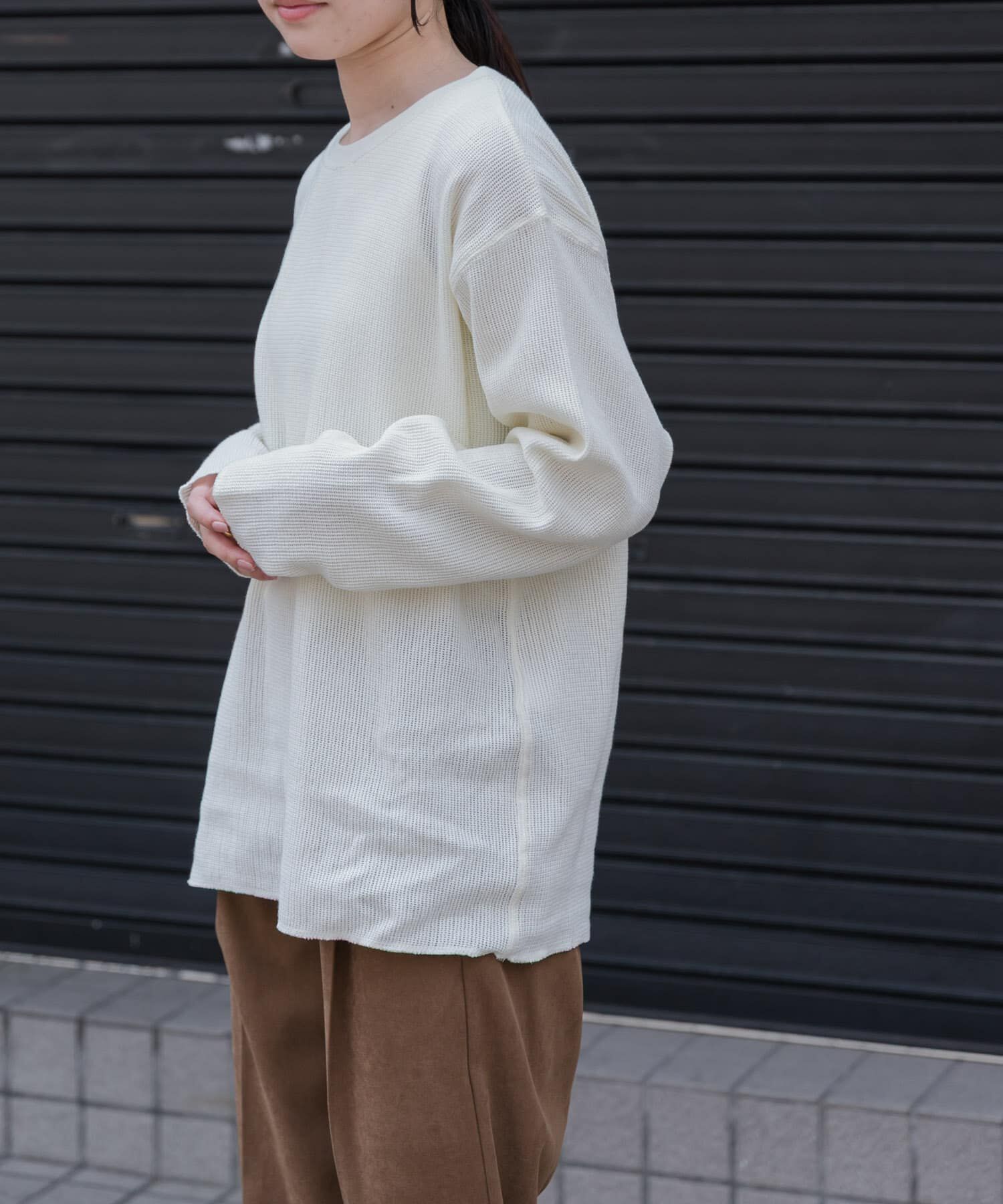 URBAN RESEARCH DOORS「FORK&SPOON　メッシュロングスリーブプルオーバー」|Tシャツ・カットソー|