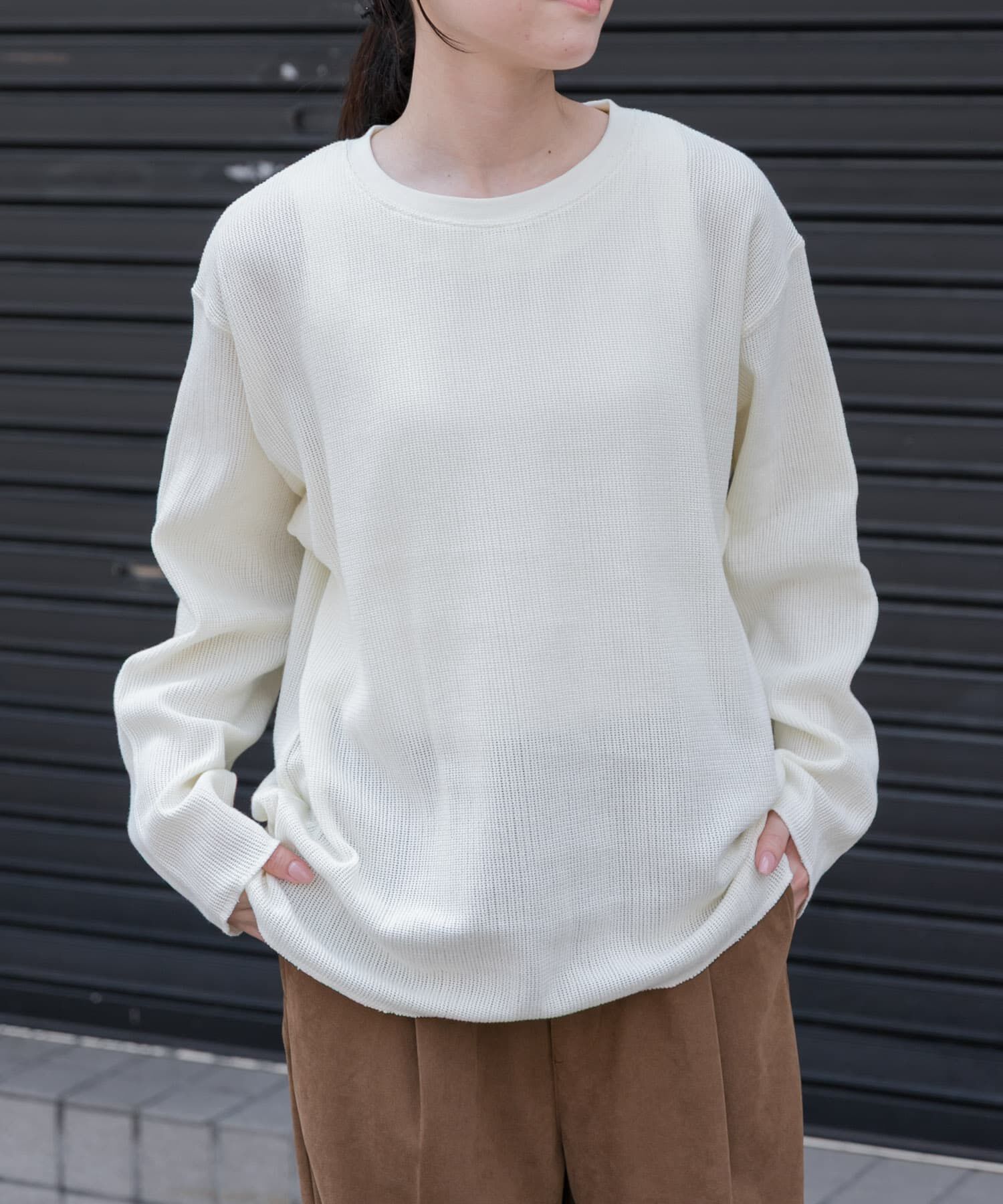 URBAN RESEARCH DOORS「FORK&SPOON　メッシュロングスリーブプルオーバー」|Tシャツ・カットソー|