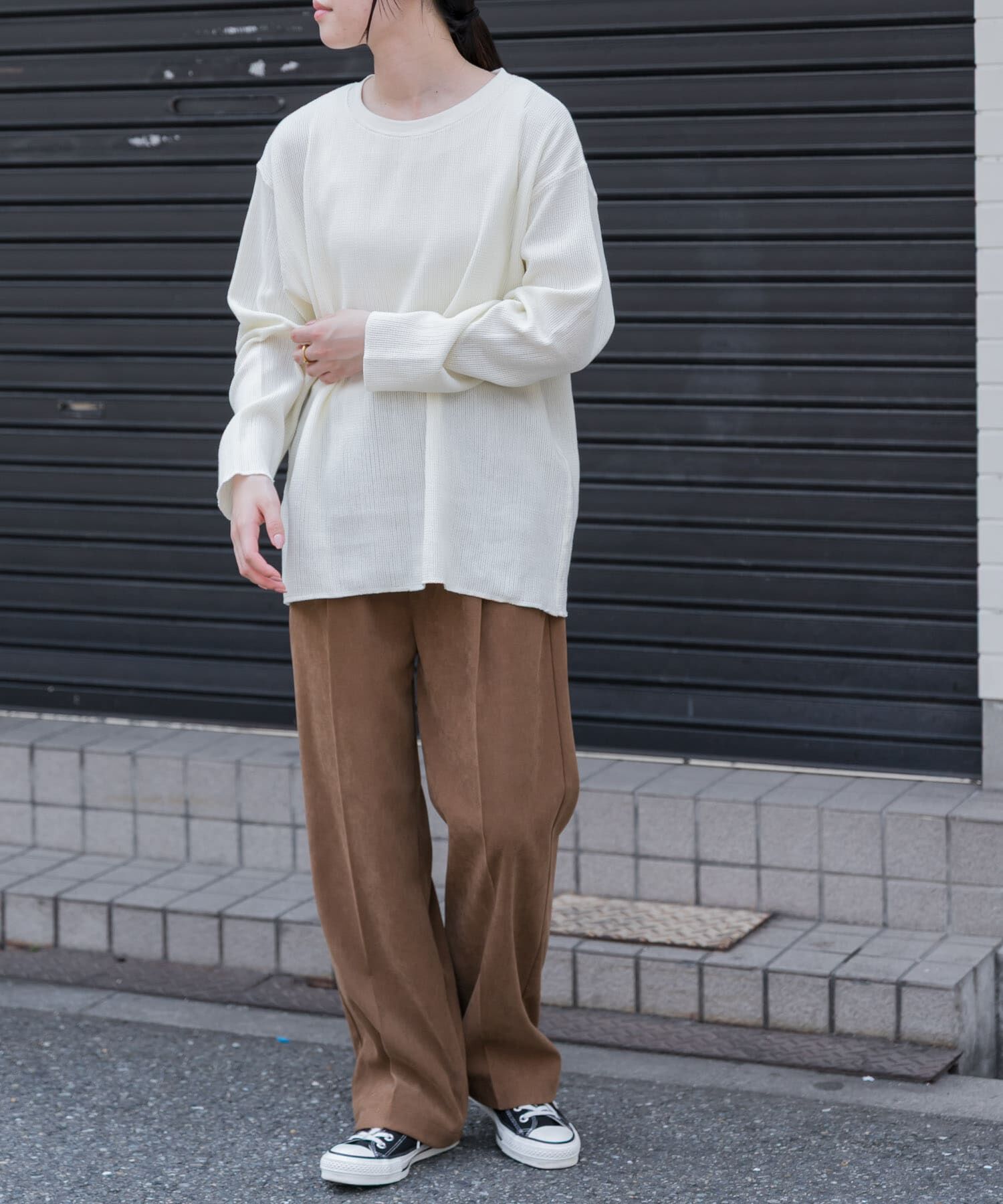 URBAN RESEARCH DOORS「FORK&SPOON　メッシュロングスリーブプルオーバー」|Tシャツ・カットソー|