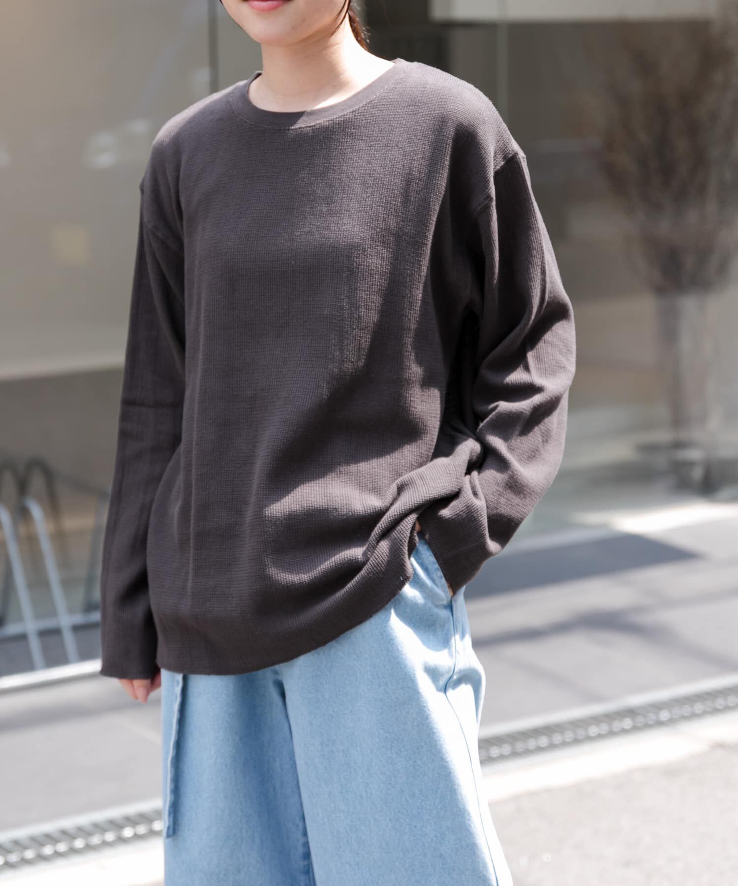 URBAN RESEARCH DOORS「FORK&SPOON　メッシュロングスリーブプルオーバー」|Tシャツ・カットソー|