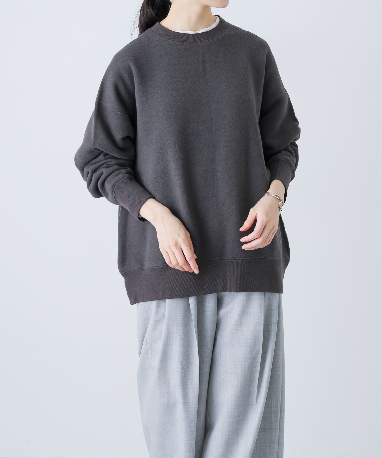 25SS＊かぐれ コットンリヨセルスウェットプルオーバー 裏毛 チャコール コットンリヨセルスウェットプルオーバー（かぐれ）｜ルミネの