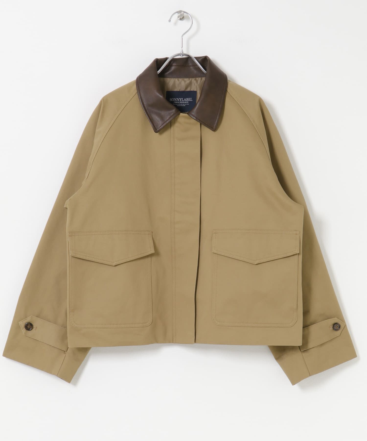 Sonny Label 「異素材衿ショートジャケット」|ノーカラーコート|