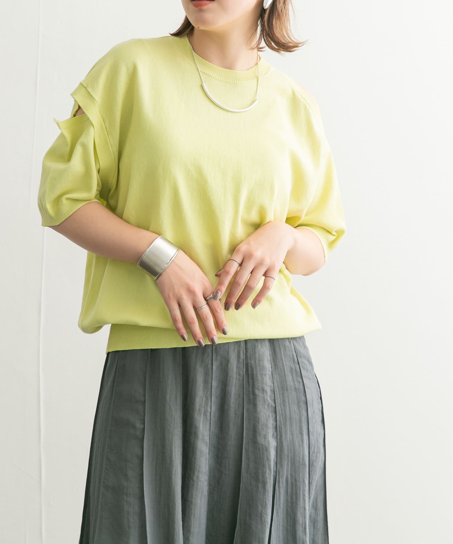  「2WAYカットアウトニット」|ニット・セーター|グリーン系その他