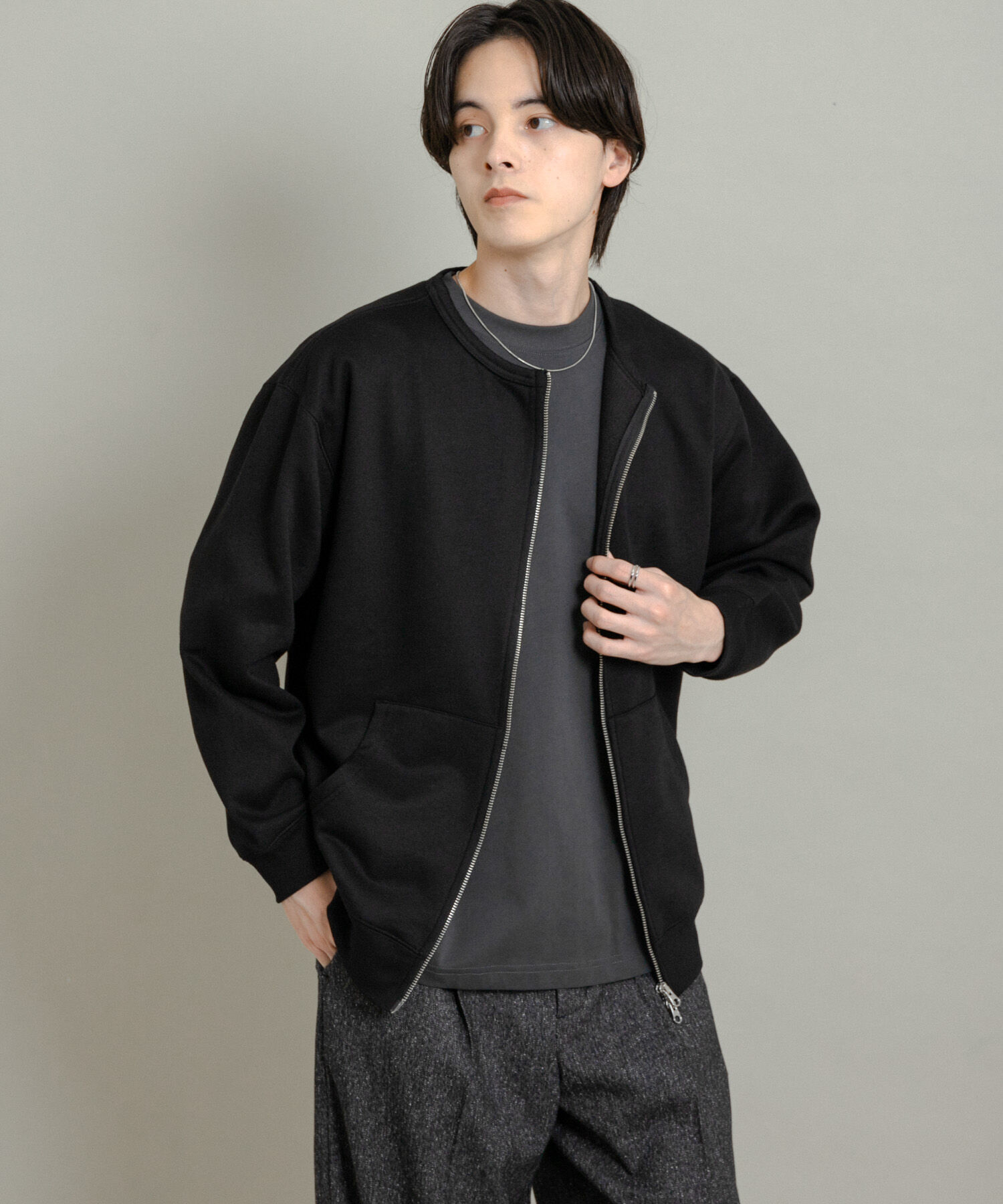 SENSE OF PLACE by URBAN RESEARCH「ウラキモウクルーネックジップスウェット」|スウェット・ジャージ|ブラック