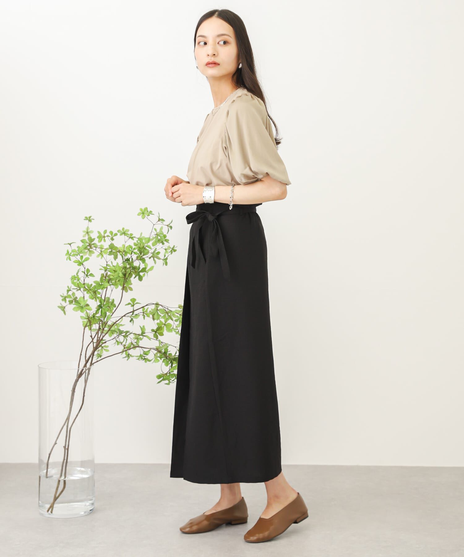 SENSE OF PLACE by URBAN RESEARCH「リネンライクハイウエストラップスカート」|スカート|