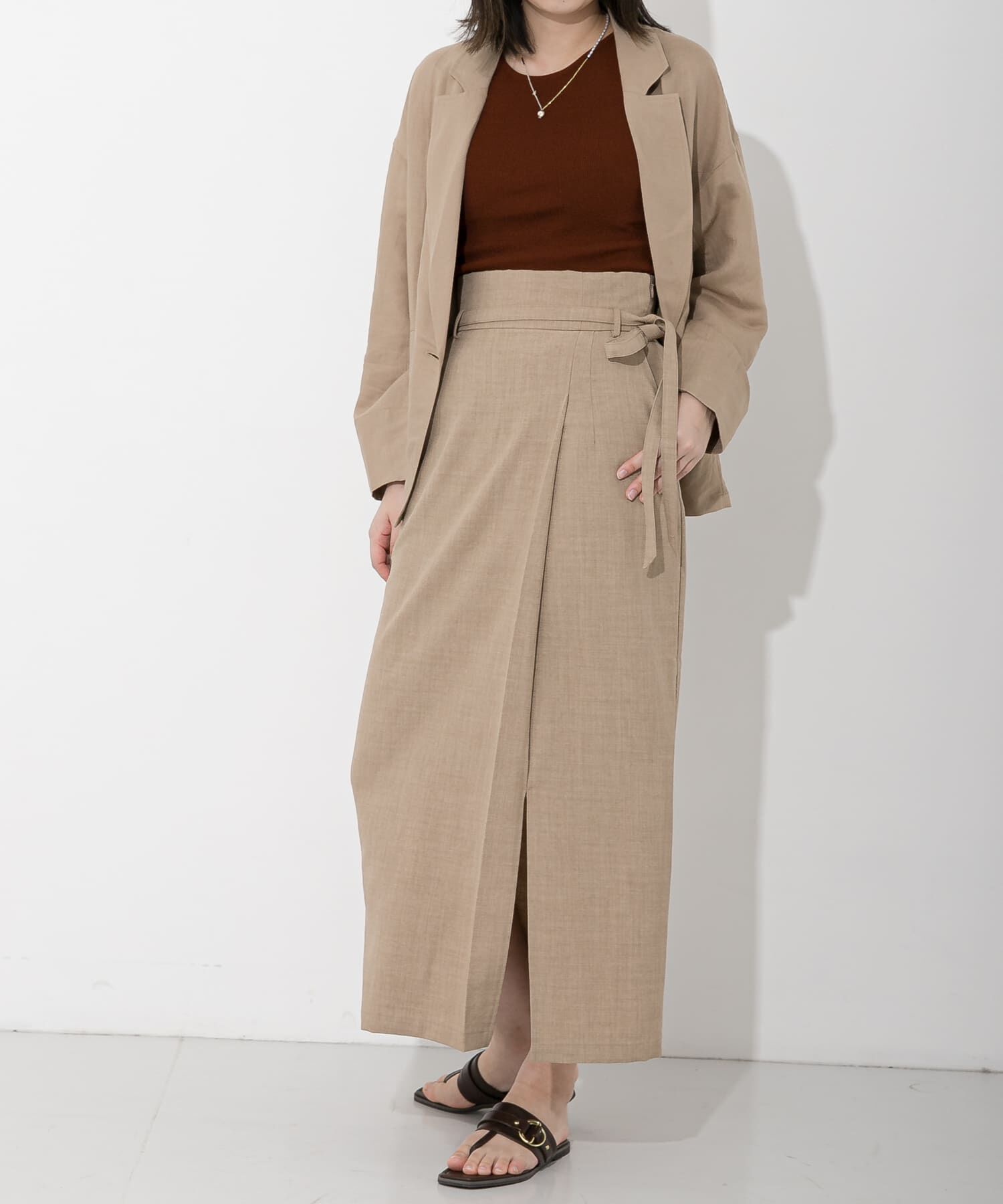 SENSE OF PLACE by URBAN RESEARCH「リネンライクハイウエストラップスカート」|スカート|