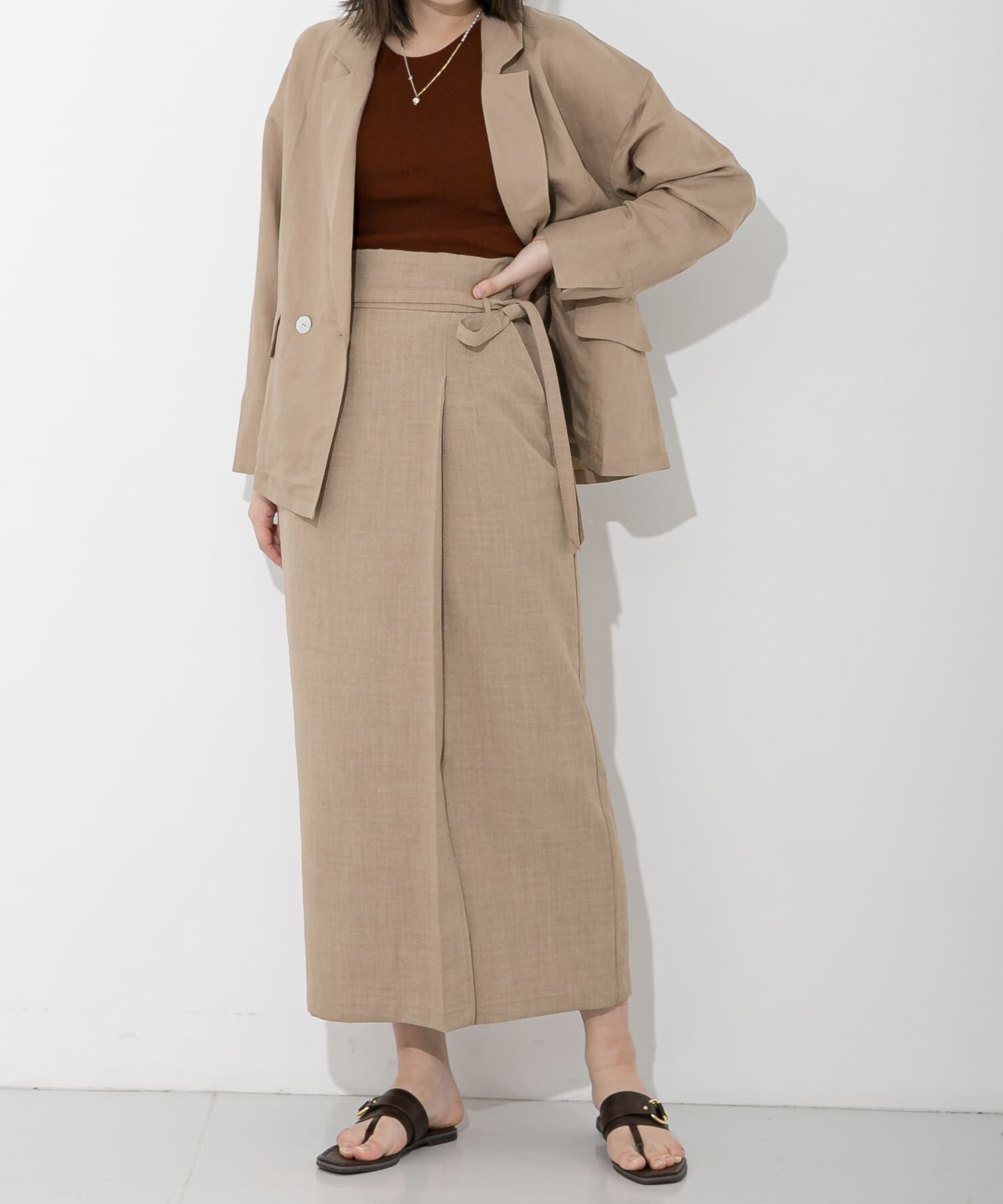 SENSE OF PLACE by URBAN RESEARCH「リネンライクハイウエストラップスカート」|スカート|