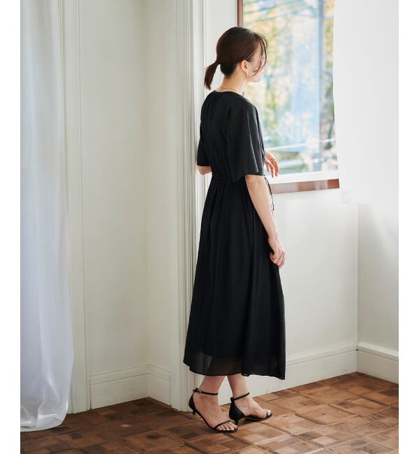 le.coeur blanc「スキッパーギャザーフレアスリーブワンピース」|ワンピース|