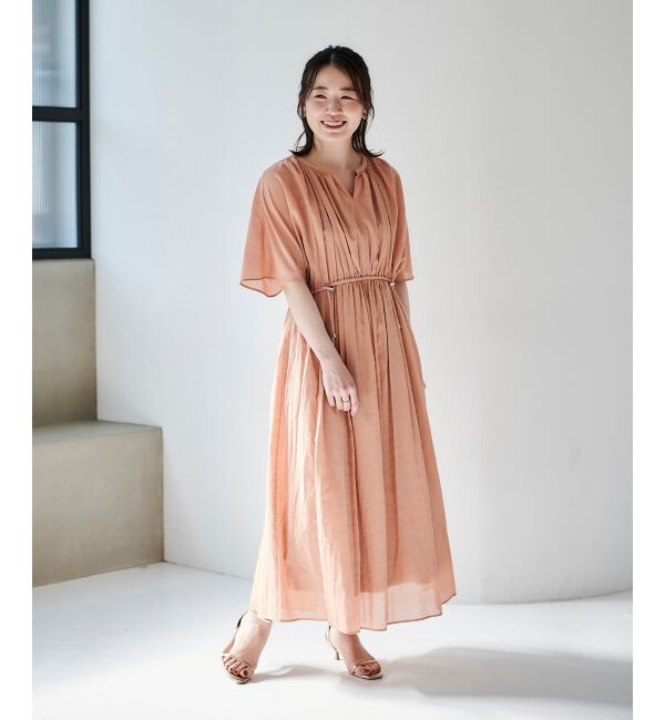 le.coeur blanc「スキッパーギャザーフレアスリーブワンピース」|ワンピース|