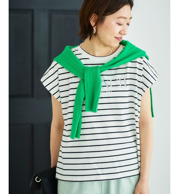  「ロゴボーダーフレンチスリーブカットソー」|Tシャツ・カットソー|