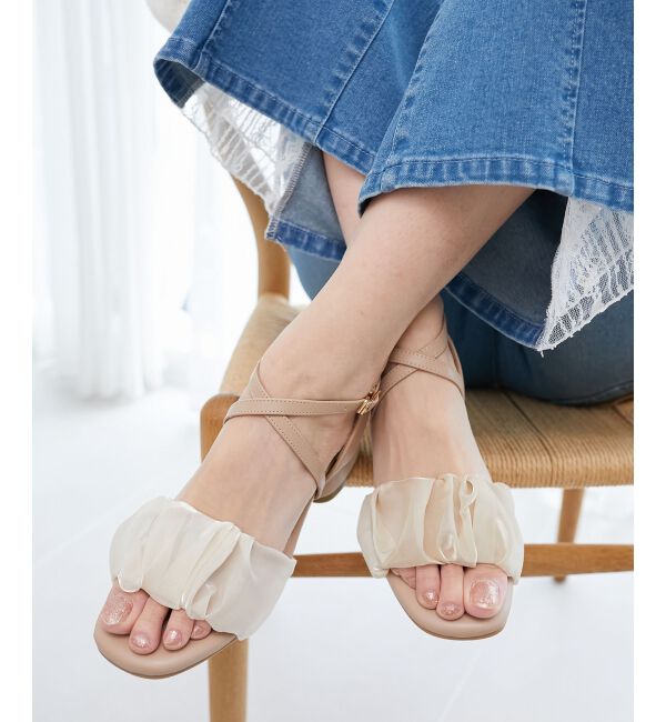  「シアーギャザーサンダル」|サンダル|