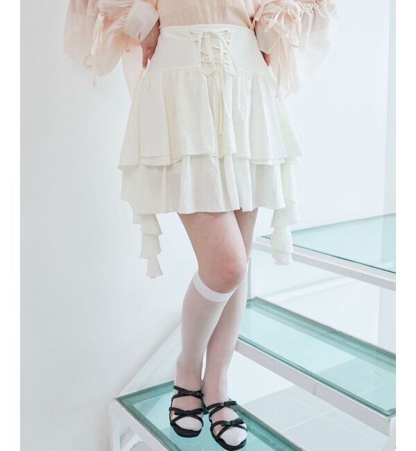  「サイドラッフルティアードミニスカパン」|スカート|オフ