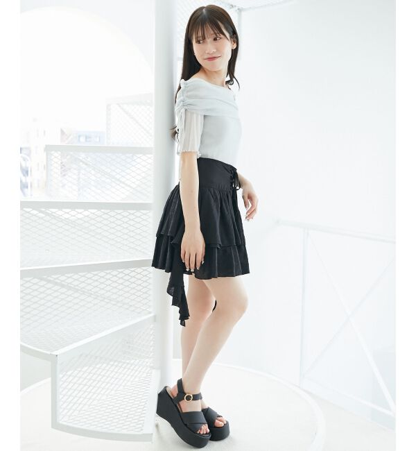  「サイドラッフルティアードミニスカパン」|スカート|