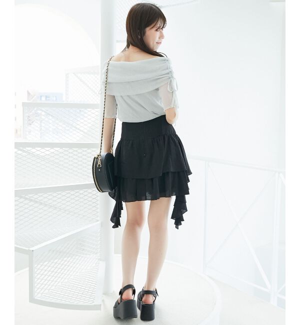  「サイドラッフルティアードミニスカパン」|スカート|