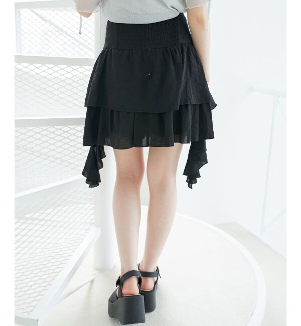  「サイドラッフルティアードミニスカパン」|スカート|