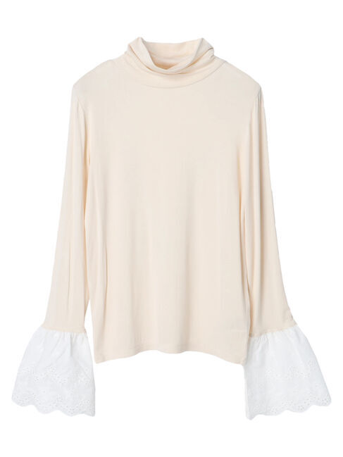 earth music&ecology「袖レース付きタートルネックプルオーバー」|Tシャツ・カットソー|