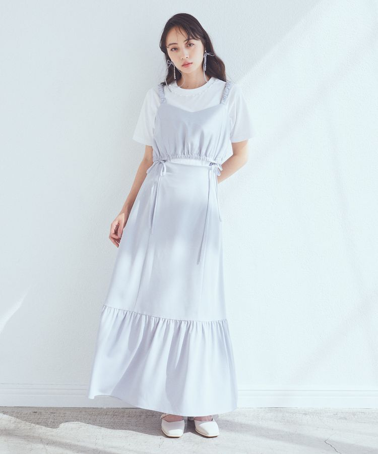 earth music&ecology「マルチウェイビスチェリボンキャミワンピース」|ワンピース|ブルーグレー