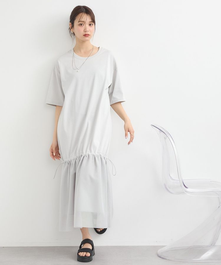 earth music&ecology「メッシュドッキングワンピース」|ワンピース|Light Gray
